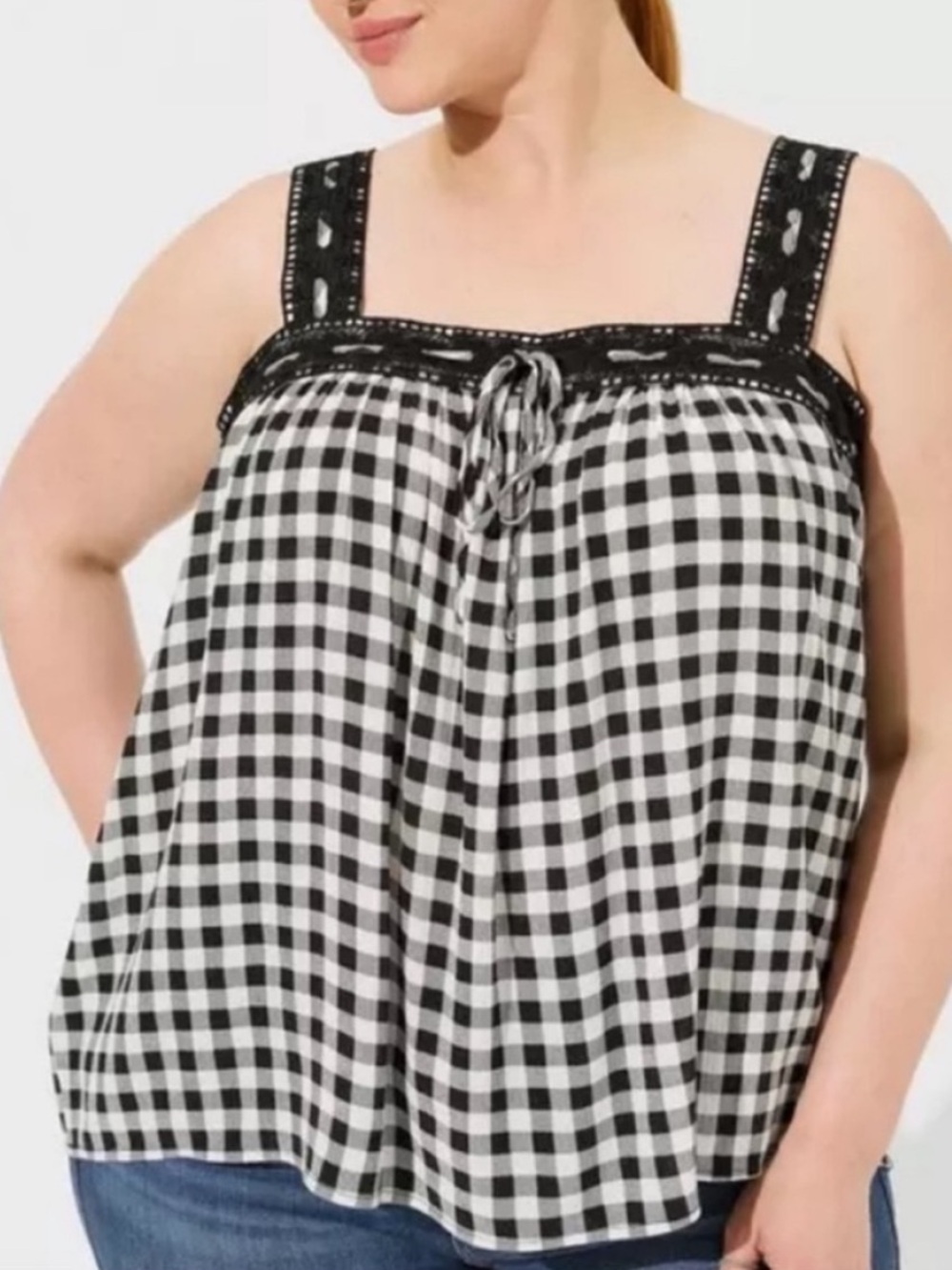 Torrid Washable Gauze
Crochet Lace Trim Tank